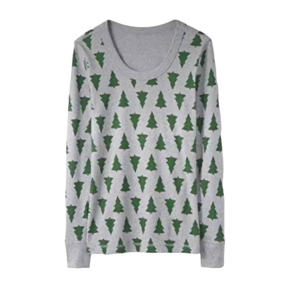 Hanna Andersson Tannenbaum Gray Green Christmas Tree Pajama Top Family Matching